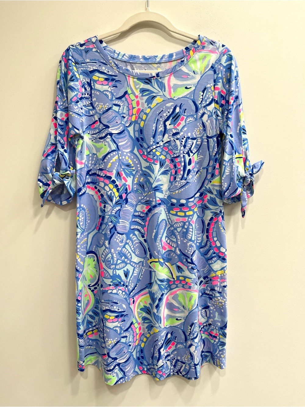 Lilly Pulitzer Blue Pink Pinch Pinch Preston Dress Preppy Colorful Size Small